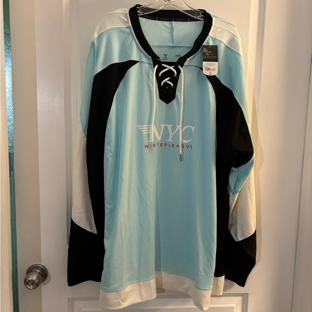 Mens Xersion NYC Winterleague Light Blue Hockey Jersey Sz XXL NWT